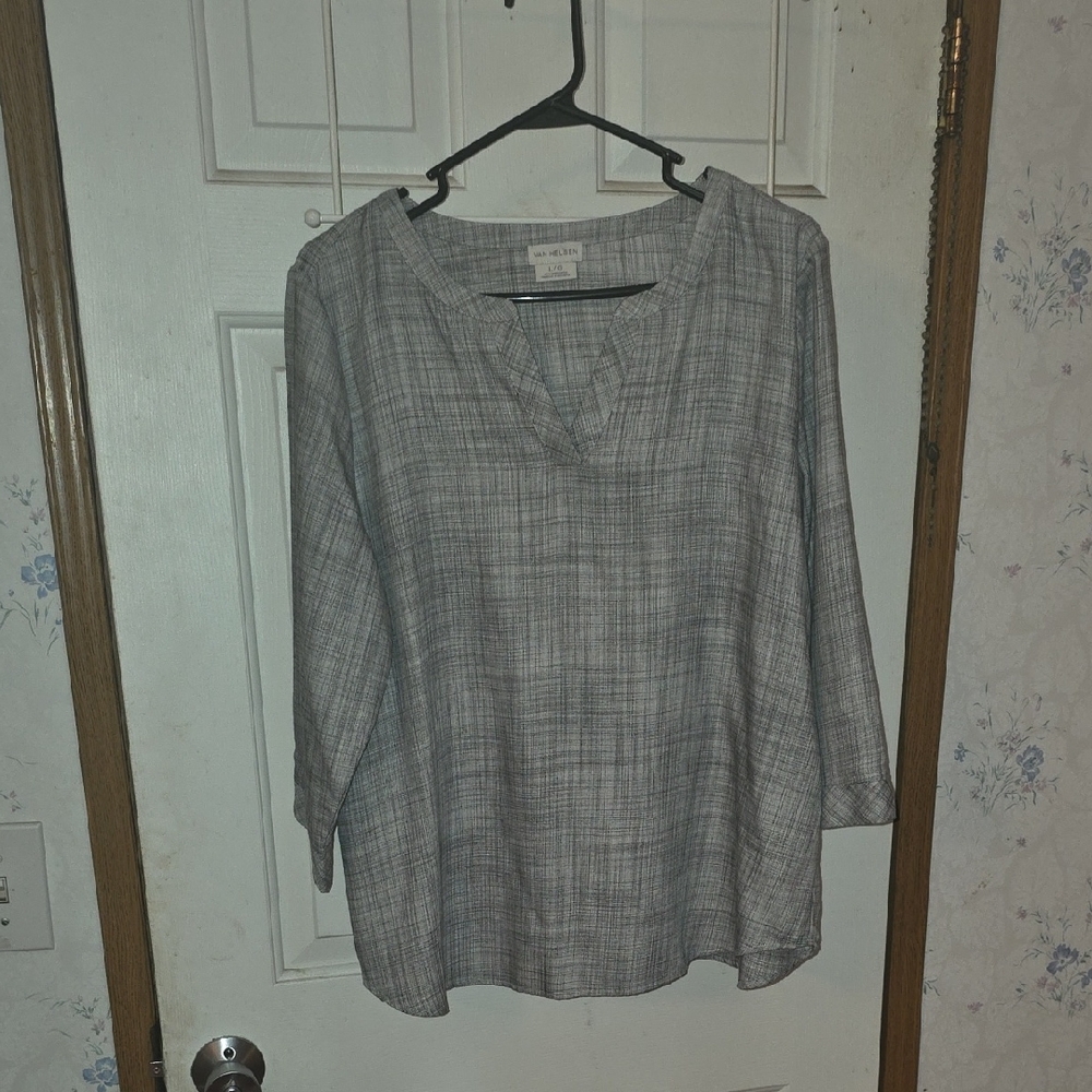 Van Heusen Gray Plaid Women's Blouse